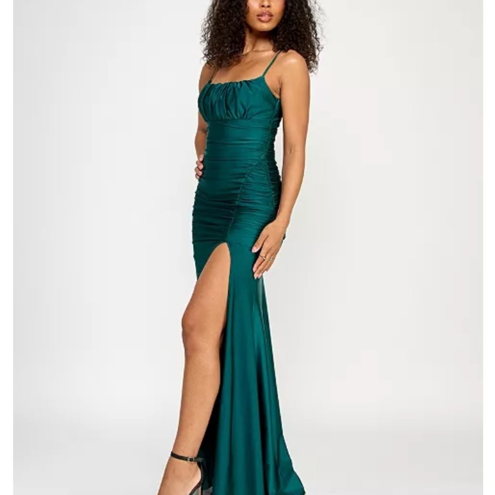Chic Teal Maxi Dress with Slit*82*